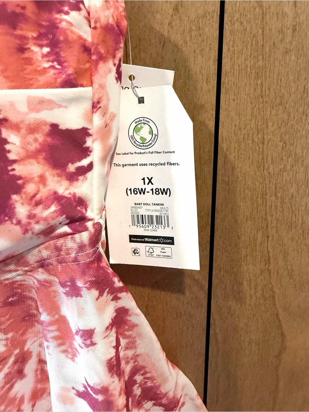 Time and Tru 1X Tie-Dye swim Tank Top - Pink & Orange new with tags
